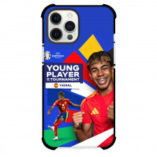 Spain Lamine Yamal Case For iPhone Samsung Galaxy Pixel OnePlus Vivo Xiaomi Asus Sony Motorola Nokia - Lamine Yamal Smiling Pose Colorful Lines Background