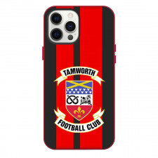 National League Tamworth Phone Case For iPhone Samsung Galaxy Pixel OnePlus Vivo Xiaomi Asus Sony Motorola Nokia - Large Logo In Red And Gray Stripe Background