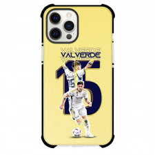 Federico Valverde Phone Case For iPhone Samsung Galaxy Pixel OnePlus Vivo Xiaomi Asus Sony Motorola Nokia - Federico Valverde Real Madrid Dribbling On Jersey Number 15 Yellow Background