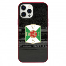 Varbergs BoIS FC Phone Case For iPhone Samsung Galaxy Pixel OnePlus Vivo Xiaomi Asus Sony Motorola Nokia - Varbergs BoIS FC Logo On Black And White Stadium Background Football Club