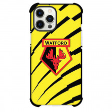 Watford F.C. Phone Case For iPhone Samsung Galaxy Pixel OnePlus Vivo Xiaomi Asus Sony Motorola Nokia - Watford F.C. Logo On Black Stripe Yellow Background