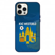 KVC Westerlo Phone Case For iPhone Samsung Galaxy Pixel OnePlus Vivo Xiaomi Asus Sony Motorola Nokia - Logo Overlay In Blue Background Football Club
