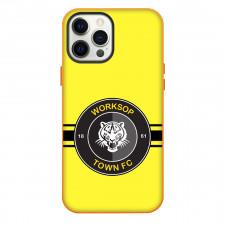National League North Worksop Town Phone Case For iPhone Samsung Galaxy Pixel OnePlus Vivo Xiaomi Asus Sony Motorola Nokia - Large Logo In Black And Yellow Stripe Background