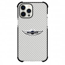 Aston Martin Lagonda Phone Case For iPhone Samsung Galaxy Pixel OnePlus Vivo Xiaomi Asus Sony Motorola Nokia - Aston Martin Lagonda Logo On Silver Gray Carbon Fiber Background