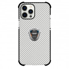 Aston Martin V12 Speedster Phone Case For iPhone Samsung Galaxy Pixel OnePlus Vivo Xiaomi Asus Sony Motorola Nokia - Aston Martin V12 Speedster Logo On Silver Gray Carbon Fiber Background