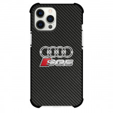 Audi SQ5 Phone Case For iPhone Samsung Galaxy Pixel OnePlus Vivo Xiaomi Asus Sony Motorola Nokia - Audi SQ5 Logo On Traditional Black Charcoal Carbon Fiber Background