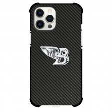 Bentley Flying Spur Phone Case For iPhone Samsung Galaxy Pixel OnePlus Vivo Xiaomi Asus Sony Motorola Nokia - Bentley Flying Spur Logo On Traditional Black Charcoal Carbon Fiber Background
