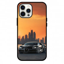 Buggati Phone Case For iPhone Samsung Galaxy Pixel OnePlus Vivo Xiaomi Asus Sony Motorola Nokia - Buggati Chiron On City Sunset Background