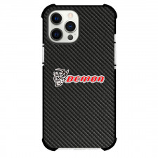 Dodge Challenger SRT Demon Phone Case For iPhone Samsung Galaxy Pixel OnePlus Vivo Xiaomi Asus Sony Motorola Nokia - Dodge Challenger SRT Demon Logo On Traditional Black Charcoal Carbon Fiber Background