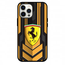 Ferrari Phone Case For iPhone Samsung Galaxy Pixel OnePlus Vivo Xiaomi Asus Sony Motorola Nokia - Ferrari Logo On Yellow Arrow Futuristic Background