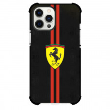 Ferrari Phone Case For iPhone Samsung Galaxy Pixel OnePlus Vivo Xiaomi Asus Sony Motorola Nokia - Ferrari Logo On Red Stripe Black Background