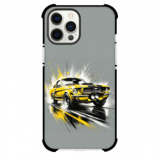 Ford Phone Case For iPhone Samsung Galaxy Pixel OnePlus Vivo Xiaomi Asus Sony Motorola Nokia - Ford Mustang Eleanor GT500 Yellow Illustration On Gray Background