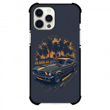 Ford Phone Case For iPhone Samsung Galaxy Pixel OnePlus Vivo Xiaomi Asus Sony Motorola Nokia - Ford Mustang Orange Vector On Black Background