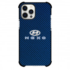 Hyundai Nexo Phone Case For iPhone Samsung Galaxy Pixel OnePlus Vivo Xiaomi Asus Sony Motorola Nokia - Hyundai Nexo Logo On Blue Carbon Fiber Background