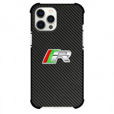 Jaguar F-Type R Phone Case For iPhone Samsung Galaxy Pixel OnePlus Vivo Xiaomi Asus Sony Motorola Nokia - Jaguar F-Type R Logo On Traditional Black Charcoal Carbon Fiber Background