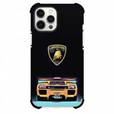 Lamborghini Phone Case For iPhone Samsung Galaxy Pixel OnePlus Vivo Xiaomi Asus Sony Motorola Nokia - Lamborghini Aventador With Logo Illustration Back On Background