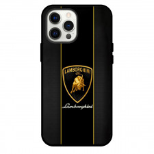 Lamborghini Phone Case For iPhone Samsung Galaxy Pixel OnePlus Vivo Xiaomi Asus Sony Motorola Nokia - Lamborghini Golden Logo On Black Strip Background