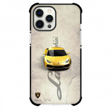 Lamborghini Phone Case For iPhone Samsung Galaxy Pixel OnePlus Vivo Xiaomi Asus Sony Motorola Nokia - Lamborghini Huracan Yellow Front View Retro Background