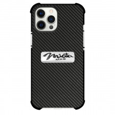 Mazda MX-5 Miata Phone Case For iPhone Samsung Galaxy Pixel OnePlus Vivo Xiaomi Asus Sony Motorola Nokia - Mazda MX-5 Miata Logo On Traditional Black Charcoal Carbon Fiber Background