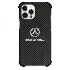 Mercedes-Benz 300 SL Phone Case For iPhone Samsung Galaxy Pixel OnePlus Vivo Xiaomi Asus Sony Motorola Nokia - Mercedes-Benz 300 SL Logo On Traditional Black Charcoal Carbon Fiber Background
