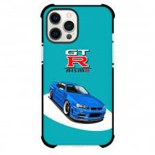 Nissan Phone Case For iPhone Samsung Galaxy Pixel OnePlus Vivo Xiaomi Asus Sony Motorola Nokia - Nissan Skyline GTR Nismo Blue Car on Cyan Background
