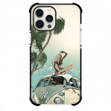 Volkswagen Phone Case For iPhone Samsung Galaxy Pixel OnePlus Vivo Xiaomi Asus Sony Motorola Nokia - Volkswagen Girl Sitting On T1 Van Retro Illustration Art