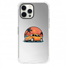 Volkswagen Phone Case For iPhone Samsung Galaxy Pixel OnePlus Vivo Xiaomi Asus Sony Motorola Nokia - Volkswagen Beetle Orange Car On Beach Illustration Sticker