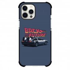 Back To The Future Phone Case For iPhone Samsung Galaxy Pixel OnePlus Vivo Xiaomi Asus Sony Motorola Nokia - Back To The Future DeLorean Cartoon Art On Blue Background