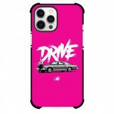 Drive Phone Case For iPhone Samsung Galaxy Pixel OnePlus Vivo Xiaomi Asus Sony Motorola Nokia - Drive Movie Grayscale Illustration On Pink Background Poster