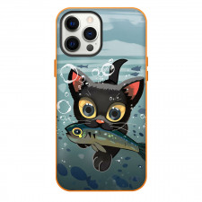 Flow Cat Phone Case For iPhone Samsung Galaxy Pixel OnePlus Vivo Xiaomi Asus Sony Motorola Nokia - Flow Cat Bite Fish Illustration Art Poster