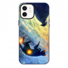 Flow Phone Case For iPhone Samsung Galaxy Pixel OnePlus Vivo Xiaomi Asus Sony Motorola Nokia - Flow Secretarybird And Cat Illustration Art Poster