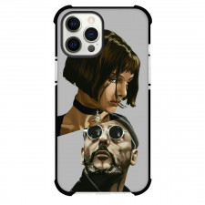 Leon Phone Case For iPhone Samsung Galaxy Pixel OnePlus Vivo Xiaomi Asus Sony Motorola Nokia - Leon And Mathilda Portrait Illustration On Gray Background