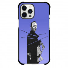 Leon Phone Case For iPhone Samsung Galaxy Pixel OnePlus Vivo Xiaomi Asus Sony Motorola Nokia - Leon Movie Poster Grayscale Illustration On Purple Background