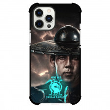 Mortal Kombat II Kung Lao Phone Case For iPhone Samsung Galaxy Pixel OnePlus Vivo Xiaomi Asus Sony Motorola Nokia - Kung Lao Portrait With Neon Blue Logo Poster