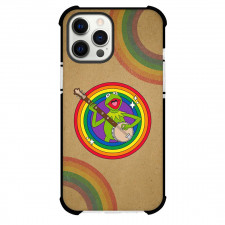 Sesame Street Kermit The Frog Phone Case For iPhone Samsung Galaxy Pixel OnePlus Vivo Xiaomi Asus Sony Motorola Nokia - Sesame Street Kermit The Frog On Round Rainbow Illustration