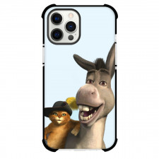 Shrek Phone Case For iPhone Samsung Galaxy Pixel OnePlus Vivo Xiaomi Asus Sony Motorola Nokia - Donkey and Puss Portrait Blue Background