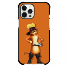 Shrek Puss In Boots Phone Case For iPhone Samsung Galaxy Pixel OnePlus Vivo Xiaomi Asus Sony Motorola Nokia - Puss in Boots Standing Orange Background