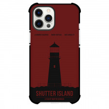 Shutter Island Phone Case For iPhone Samsung Galaxy Pixel OnePlus Vivo Xiaomi Asus Sony Motorola Nokia - Shutter Island Light House Black Illustration On Red Background