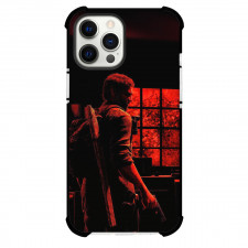 The Last of Us Phone Case For iPhone Samsung Galaxy Pixel OnePlus Vivo Xiaomi Asus Sony Motorola Nokia - Joel Miller Standing Back Holding Gun Red Light Effect Poster