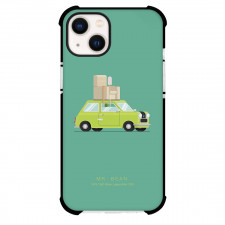 Mr. Bean Phone Case For iPhone Samsung Galaxy Pixel OnePlus Vivo Xiaomi Asus Sony Motorola Nokia - Mr. Bean Car Cartoon Art On Cyan Background