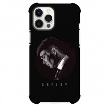 Peaky Blinders Phone Case For iPhone Samsung Galaxy Pixel OnePlus Vivo Xiaomi Asus Sony Motorola Nokia - Tommy Shelby Side Portrait Grayscale Illustration On Black Background