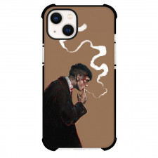Peaky Blinders Phone Case For iPhone Samsung Galaxy Pixel OnePlus Vivo Xiaomi Asus Sony Motorola Nokia - Tommy Shelby Smoking Illustration On Brown Background