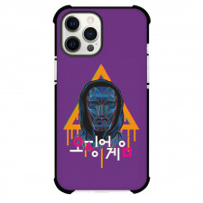 Squid Game Phone Case For iPhone Samsung Galaxy Pixel OnePlus Vivo Xiaomi Asus Sony Motorola Nokia - Squid Game Black Mask On Purple Background