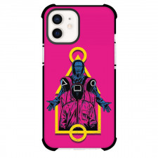 Squid Game Phone Case For iPhone Samsung Galaxy Pixel OnePlus Vivo Xiaomi Asus Sony Motorola Nokia - Squid Game Netflix Series Masked Men On Pink Background