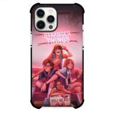 Stranger Things Phone Case For iPhone Samsung Galaxy Pixel OnePlus Vivo Xiaomi Asus Sony Motorola Nokia - Stranger Things Characters Sit on Sofa with Pink Background