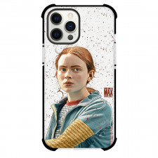 Stranger Things Max Phone Case For iPhone Samsung Galaxy Pixel OnePlus Vivo Xiaomi Asus Sony Motorola Nokia - Max Girl Wear Blue Jacket with Brown Dotted Background
