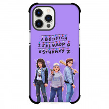 Stranger Things Phone Case For iPhone Samsung Galaxy Pixel OnePlus Vivo Xiaomi Asus Sony Motorola Nokia - Stranger Things Three Characters Stand with Their Weapon on Purple Background