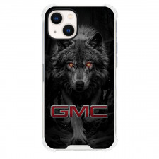 GMC Phone Case For iPhone Samsung Galaxy Pixel OnePlus Vivo Xiaomi Asus Sony Motorola Nokia - GMC Logo On Intense Gaze Of A Wolf Background