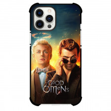 Good Omens Phone Case For iPhone Samsung Galaxy Pixel OnePlus Vivo Xiaomi Asus Sony Motorola Nokia - Crowley Aziraphale Portrait Blue Background