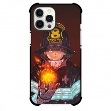 Fire Force Shinra Kusakabe For iPhone Samsung Galaxy Pixel OnePlus Vivo Xiaomi Asus Sony Motorola Nokia - Shinra Kusakabe Portrait Red Background